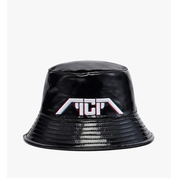 MCM Meta Cyberpunk Logo Embroidery Bucket Hat In Glossy Black NWT $350 - Picture 3 of 14